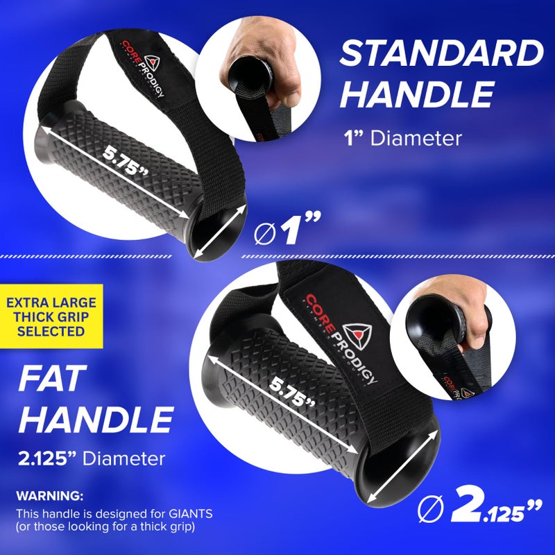 Core Prodigy Heavy Duty Exercise Handles Extra Large Size - Grip Attachments for Cable Machine Pulleys, Gym Equipment, Resistance Bands, and Weight Lifting (Fat/Thick) - Image 3